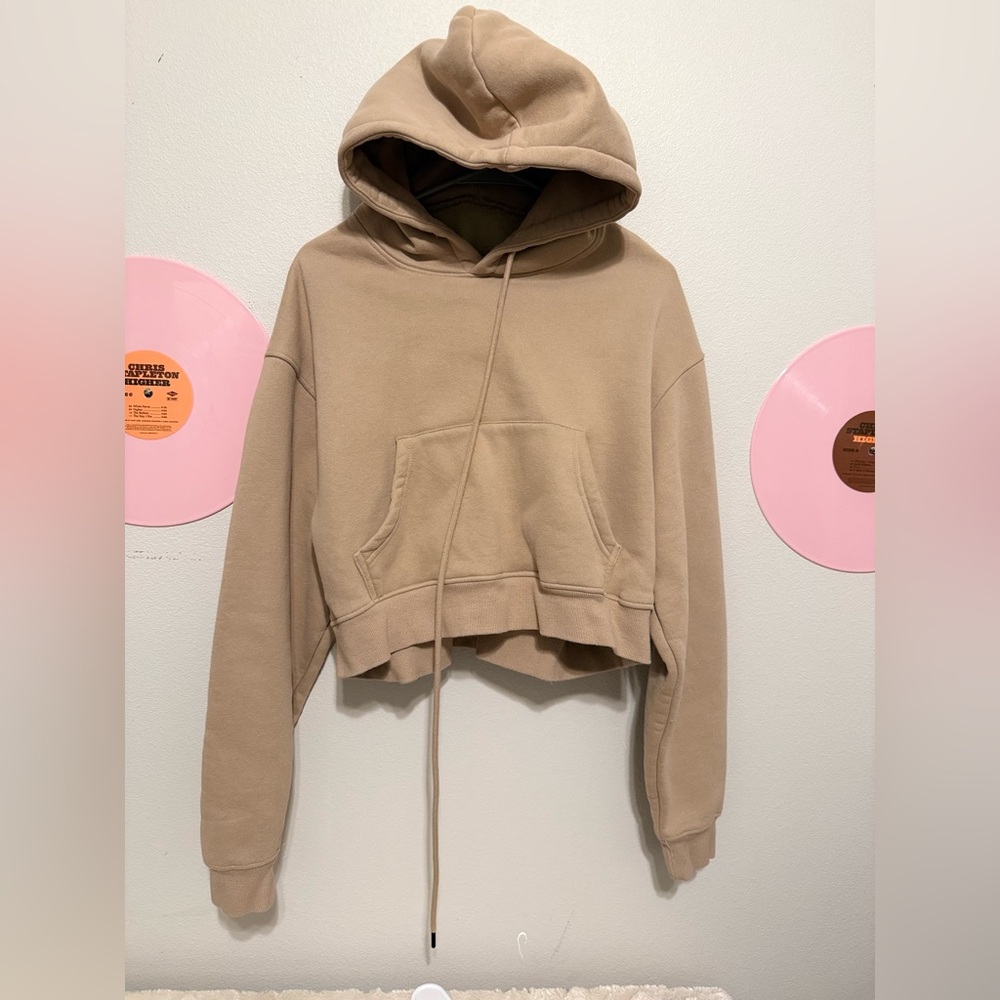 Cropped Tan Hoodie for Women